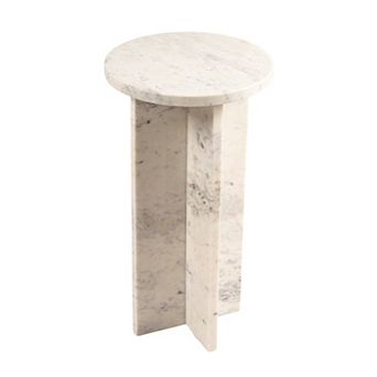 Hello Honey Round Mable Martini Accent Table with Interlocking Cross Base, White