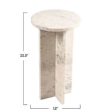 Hello Honey Round Mable Martini Accent Table with Interlocking Cross Base, White