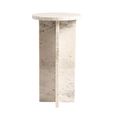 Hello Honey Round Mable Martini Accent Table with Interlocking Cross Base, White