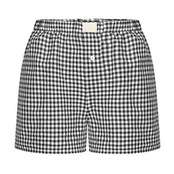 Women Y2K Plaid Pajama Shorts Elastic Waist Cute Gingham Sleep Shorts Lounge Bottoms