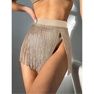 Women's High Waist Fringe Trim Party Mini Skirt