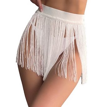 Women's High Waist Fringe Trim Party Mini Skirt