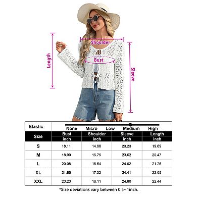 Women's V-Neck Open Front Long Sleeve Cardigan Knit Sweater