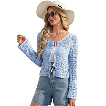 Women's V-Neck Open Front Long Sleeve Cardigan Knit Sweater