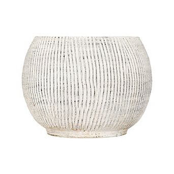 Hello Honey Distressed Cream Terracotta Planter with Fluted Texture