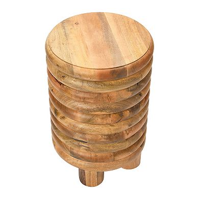 Hello Honey Dossier Vintage Solid Wood End Table or Stool, Natural Finish