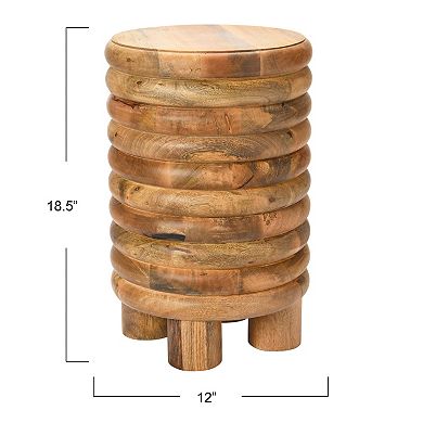 Hello Honey Dossier Vintage Solid Wood End Table or Stool, Natural Finish