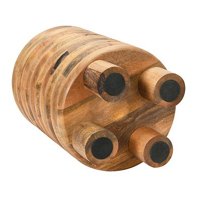 Hello Honey Dossier Vintage Solid Wood End Table or Stool, Natural Finish