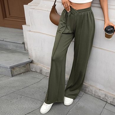 Womens Wide Leg Sweatpants Casual Loose Solid Color Comfy Lounge Joggers with Pockets