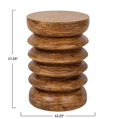 Hello Honey Paulownia Wood Accordion End Table, Honey Walnut