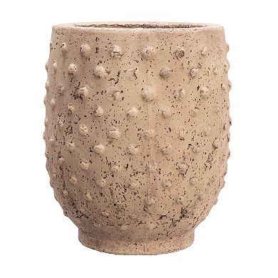 Hello Honey Round Sandstone Hobnail Planter with Distressed Finish