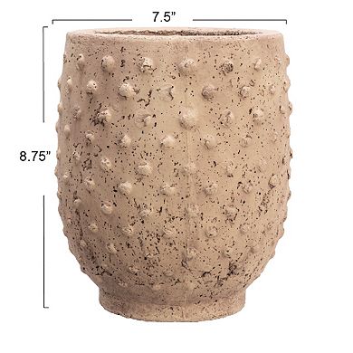 Hello Honey Round Sandstone Hobnail Planter with Distressed Finish