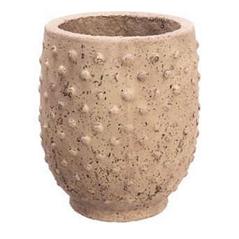 Hello Honey Round Sandstone Hobnail Planter with Distressed Finish