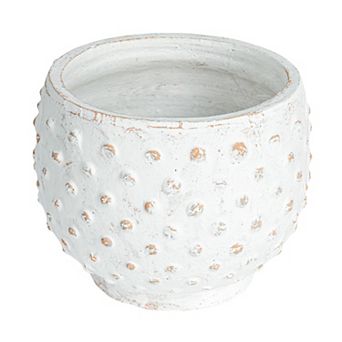 Hello Honey Round Sandstone Hobnail Planter with Distressed Finish