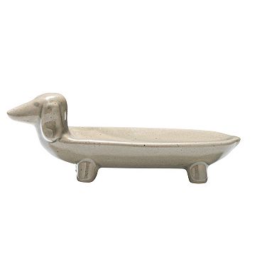 Hello Honey Grey Ceramic Dog Dish