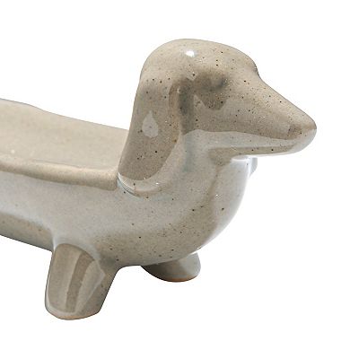 Hello Honey Grey Ceramic Dog Dish