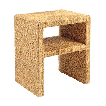Hello Honey Woven Water Hyacinth & Acacia Wood End Table