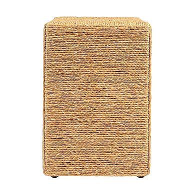 Hello Honey Woven Water Hyacinth & Acacia Wood End Table