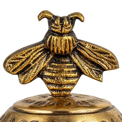 Hello Honey Round Hammered Metal Container with Finial