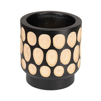 Hello Honey Hand-Carved Wood Planter with Dots