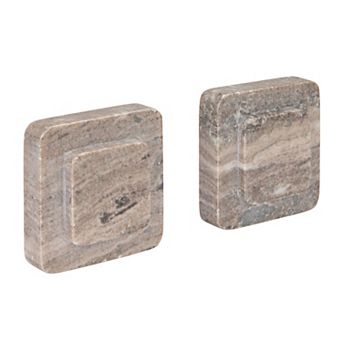 Hello Honey Heavy Duty Marble Bookends, Beige, Set of 2