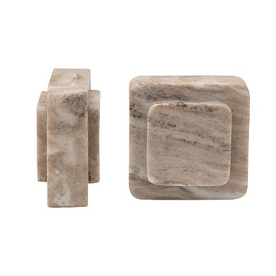 Hello Honey Heavy Duty Marble Bookends, Beige, Set of 2