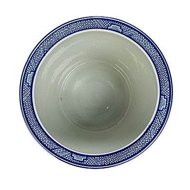 Hello Honey Hand-Painted Stoneware Planter, Blue and White