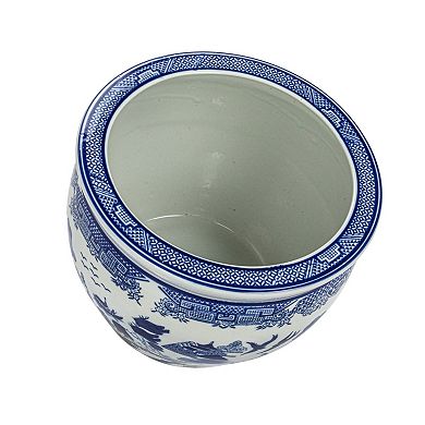 Hello Honey Hand-Painted Stoneware Planter, Blue and White