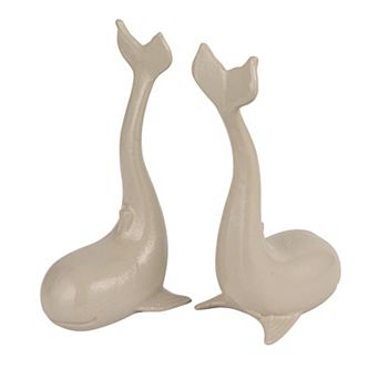Hello Honey Whale-Shaped Cast Iron Bookends in Grey Finish