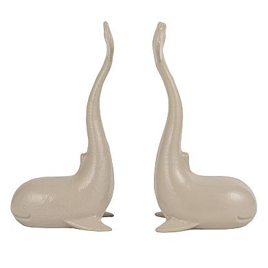 Hello Honey Whale-Shaped Cast Iron Bookends in Grey Finish