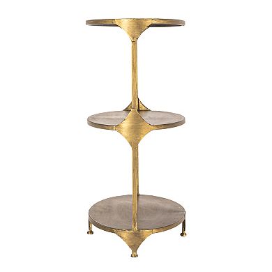 Hello Honey Oval Shaped Metal 3-Tier Shelf, Antique Gold