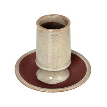 Hello Honey Stoneware Match Holder with Striker Plate and Reactive Glaze, Grey