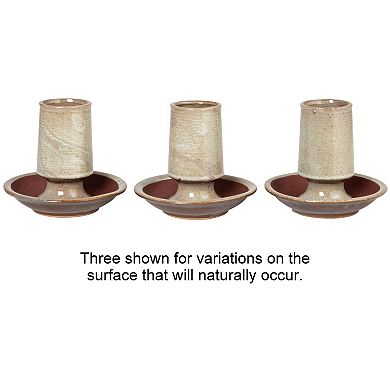 Hello Honey Stoneware Match Holder with Striker Plate and Reactive Glaze, Grey