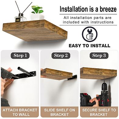 Set of 3 (9") Sorbus Square Floating Shelves with Invisible Mounting Brackets