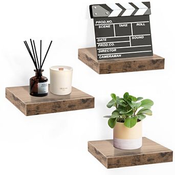 Set of 3 (9") Sorbus Square Floating Shelves with Invisible Mounting Brackets