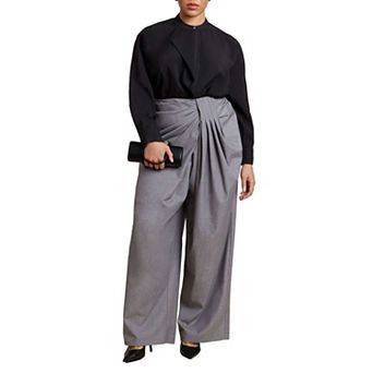 ELOQUII Women's Plus Size Draped Pleat Detail Trouser