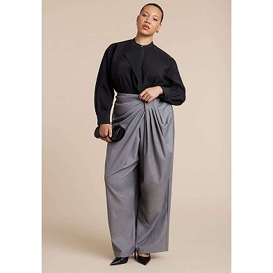 ELOQUII Women's Plus Size Draped Pleat Detail Trouser