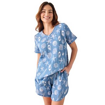 Dreams & Co. Plus Size 2 pc Gauze Shorty Pajama Set