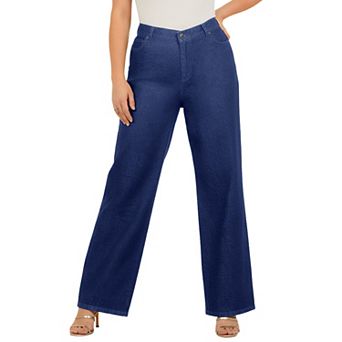 Roaman's Women's Plus Size Easy-Wear Wide Leg Jean