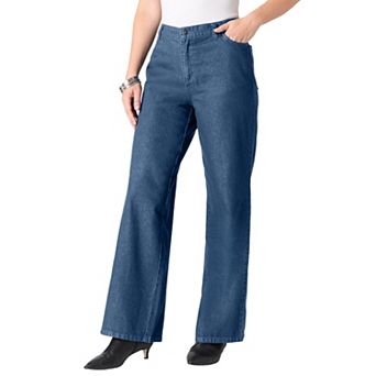 Roaman's Women's Plus Size Easy-Wear Wide Leg Jean