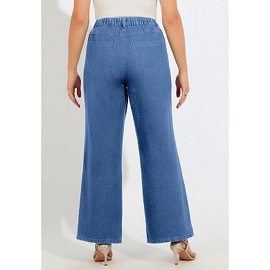 Roaman's Women's Plus Size Easy-Wear Wide Leg Jean