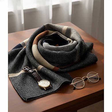 Merino Wool Tartan Scarf Knitted Winter Warm and Soft