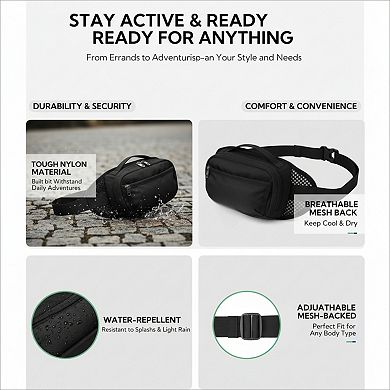 RFID Blocking Fanny Pack Anti Theft with Bellows Style Opening