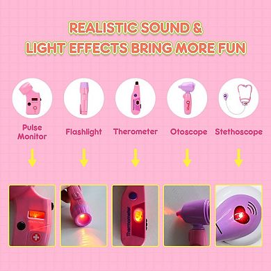 Pretend Play Doctor Set with Costume Stethoscope and Carrying Bag