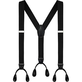 Men's Y-Back Adjustable Suspenders, Button End Elastic Wide Strap