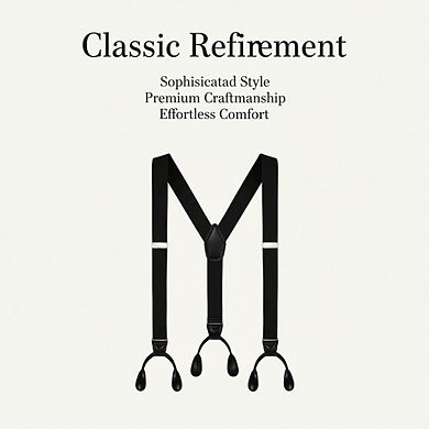 Men's Y-Back Adjustable Suspenders, Button End Elastic Wide Strap