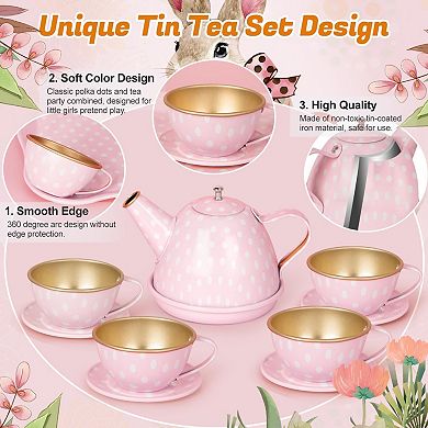 Pretend Play Tea Party Set with Dessert and Carrying Case