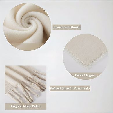 Mohair Winter Scarf Pure Color Warm with Cashmere Feel