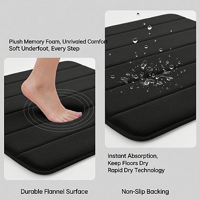 Memory Foam Bathroom Rug Set Non Slip Washable and Absorbent