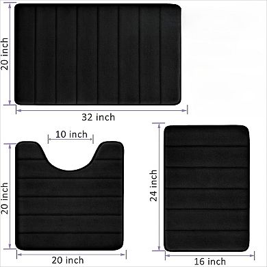 Memory Foam Bathroom Rug Set Non Slip Washable and Absorbent